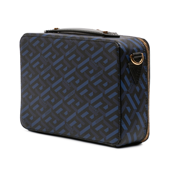 Pre-Loved Versace Coated Canvas La Greca Zip Around Messenger Bag - Picture 2 of 9